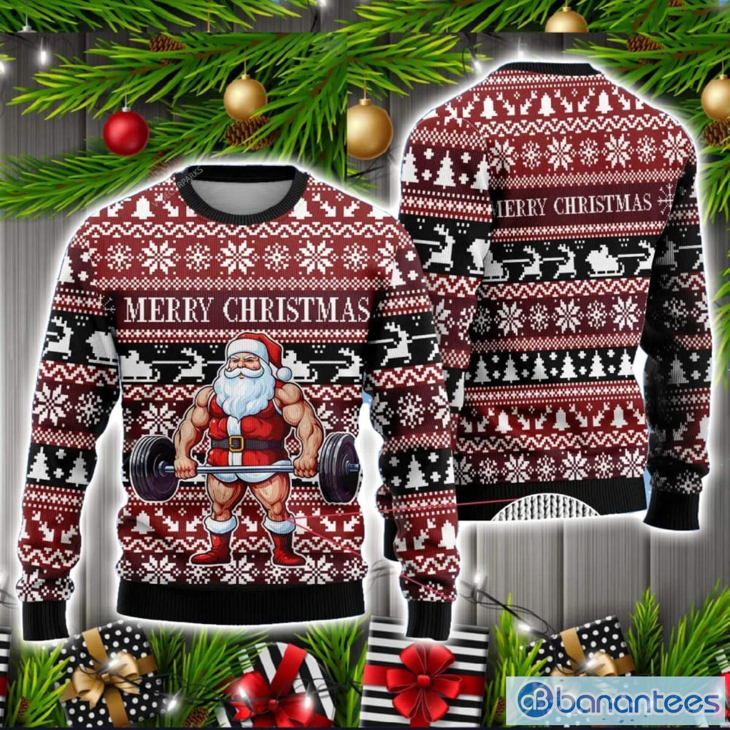 Weightlifting christmas sweater sale