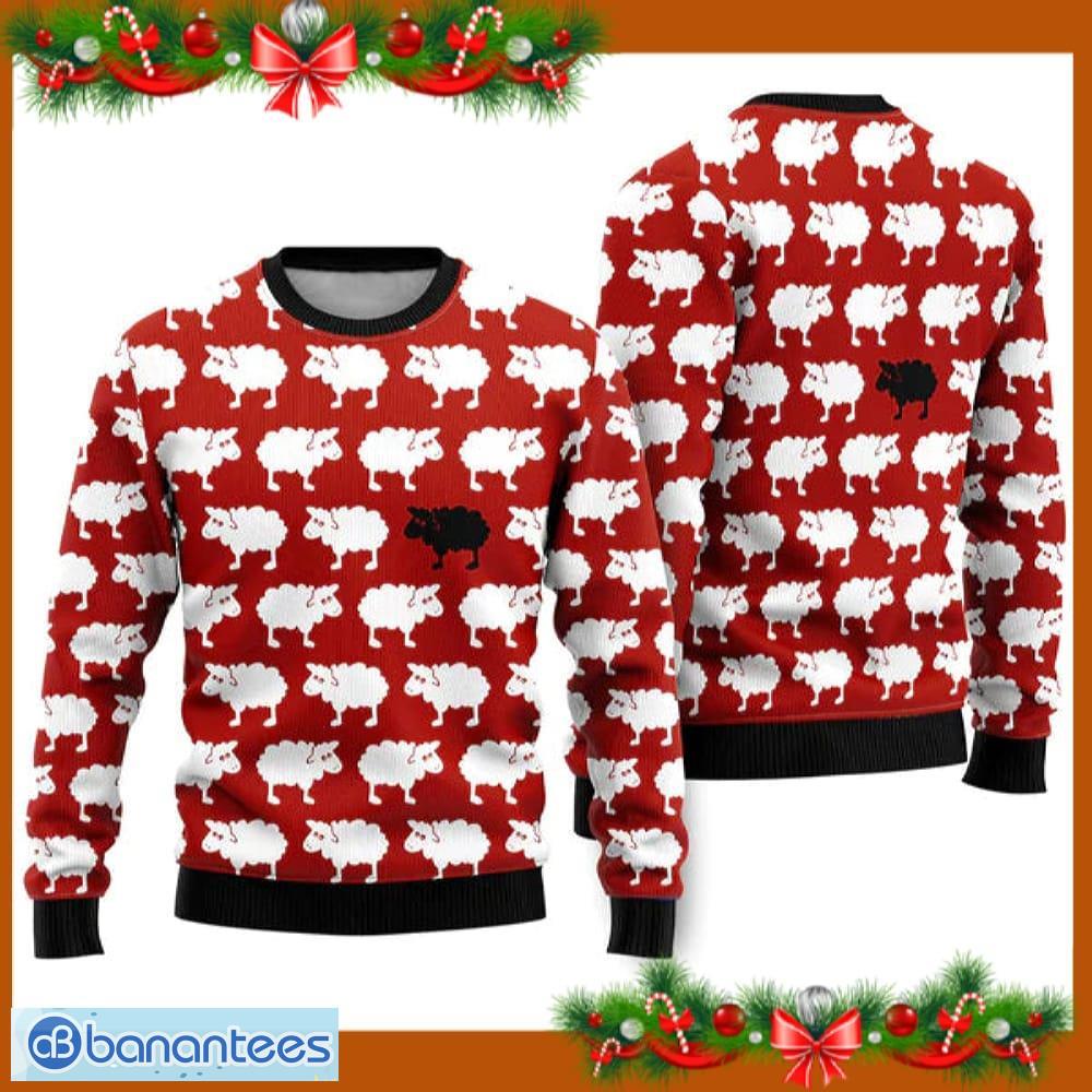 Sheep Black And White Red Ugly Christmas Sweater Funny Gift For Men And  Women Family Holidays - Banantees