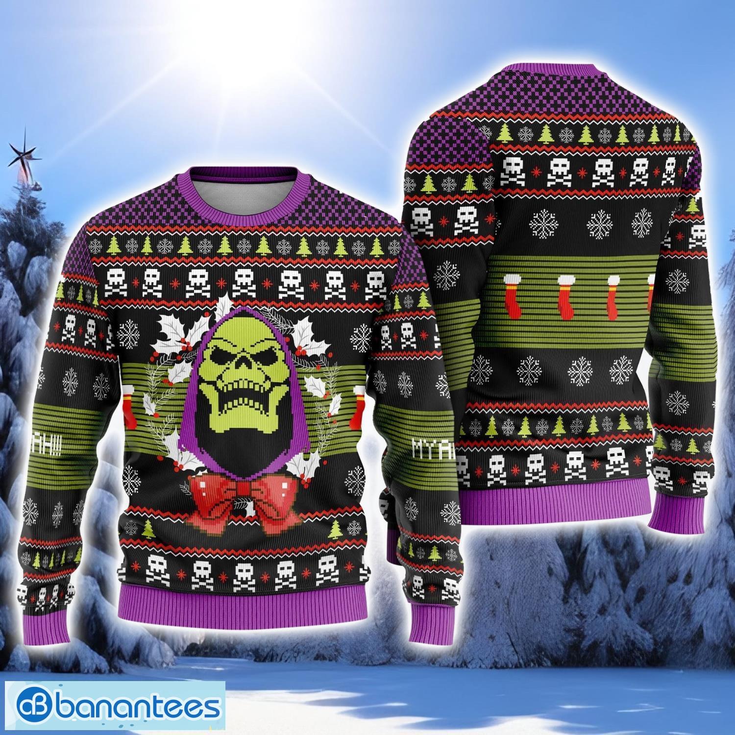 skeletor masters of the universe ugly christmas sweatshirt he man masters of the universe ugly sweater image Skeletor Masters of the Universe Ugly Christmas Sweatshirt He-Man Masters Of The Universe Ugly Sweater Product Photo 1