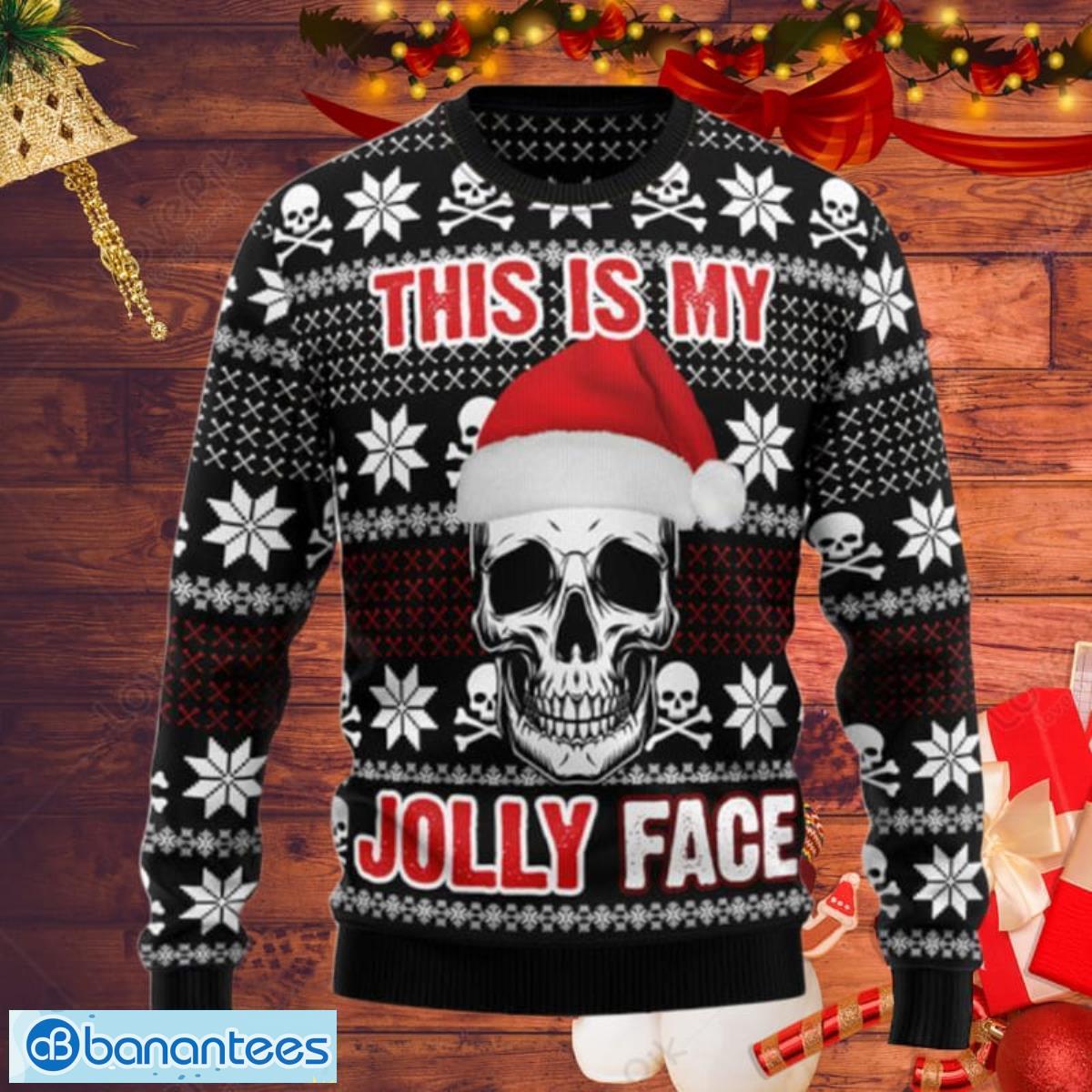 Skull Jolly Face Ugly Christmas Sweaters Gift For Men Women Product Photo 1