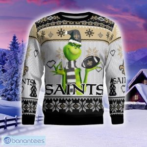 New Orleans Saints The Grinch Ugly Sweater For Christmas Logo Gift Holidays - New Orleans Saints The Grinch Christmas AOP Ugly Sweater_2