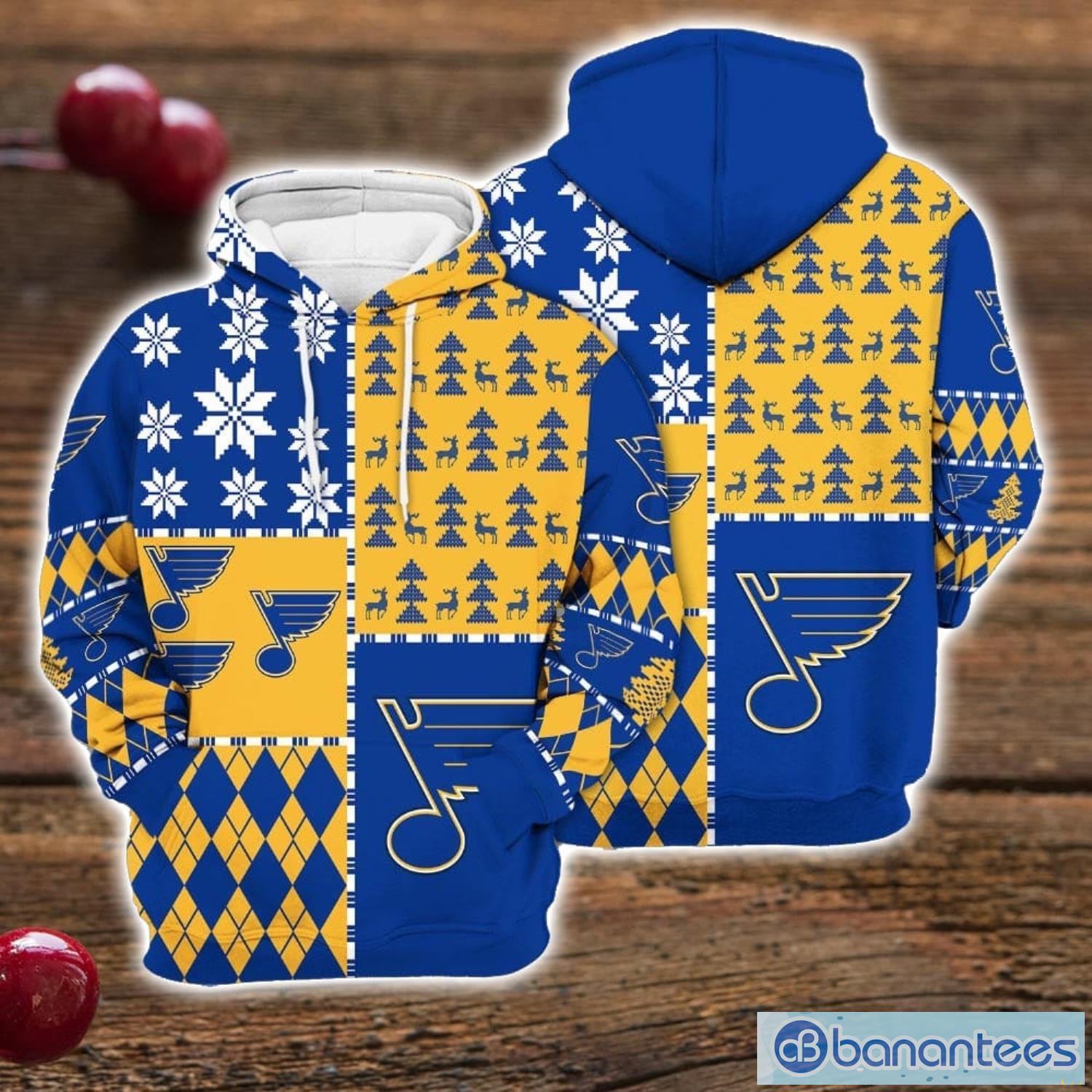 St. Louis Blues Christmas Pattern Hoodie 3D All Over Print Hoodie Gift For  Men And Women Sport Fans - Banantees