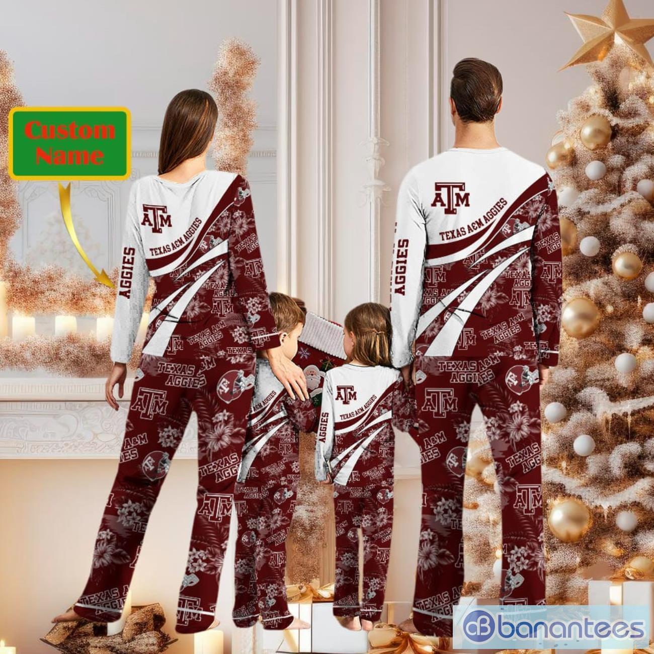 Texas A&M Aggies Custom Name Christmas Pajamas For Fans - Banantees