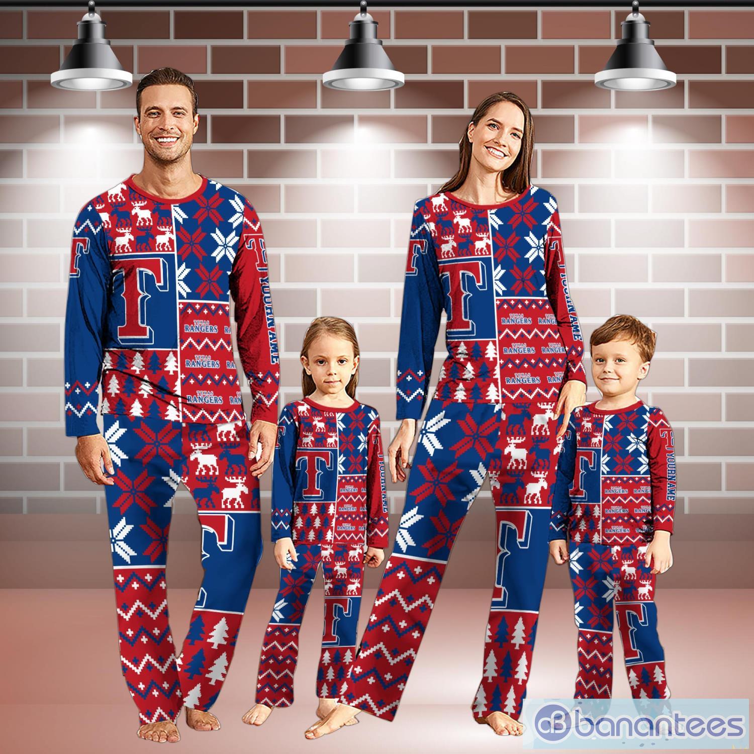 Texas Rangers Pajamas Set Personalized Name For Sport Fans Christmas Pajamas Set For Family Product Photo 1