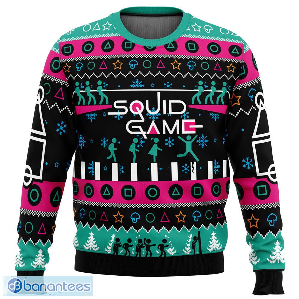 The Game is On Squid Game Sweater Xmas Funny All Over Print Gift For Fans Ugly Christmas - The Game is On Squid Game Ugly Christmas Sweater_1