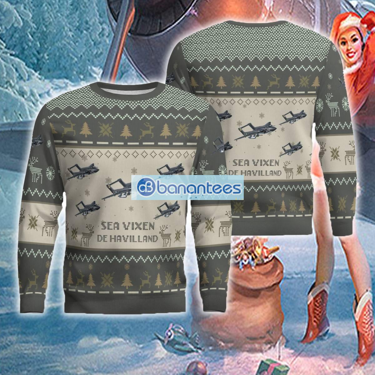 US Air Force De Havilland Sea Vixen Aircraft Knitted Christmas 3D Sweater  Gift For Men Women - Banantees