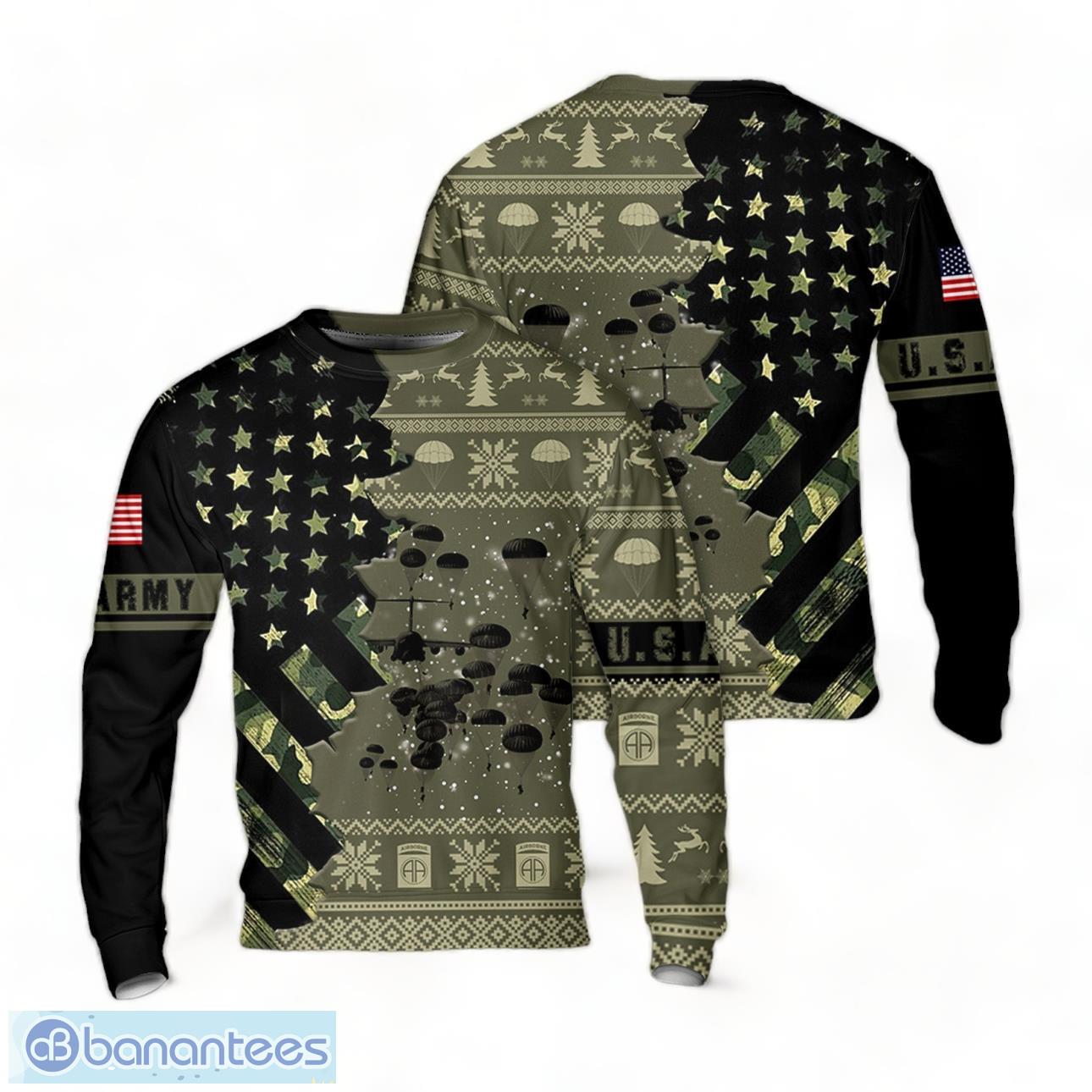 US Army Paratroopers With The 82nd Airborne Division Parachute Christmas Sweater B8V Product Photo 1