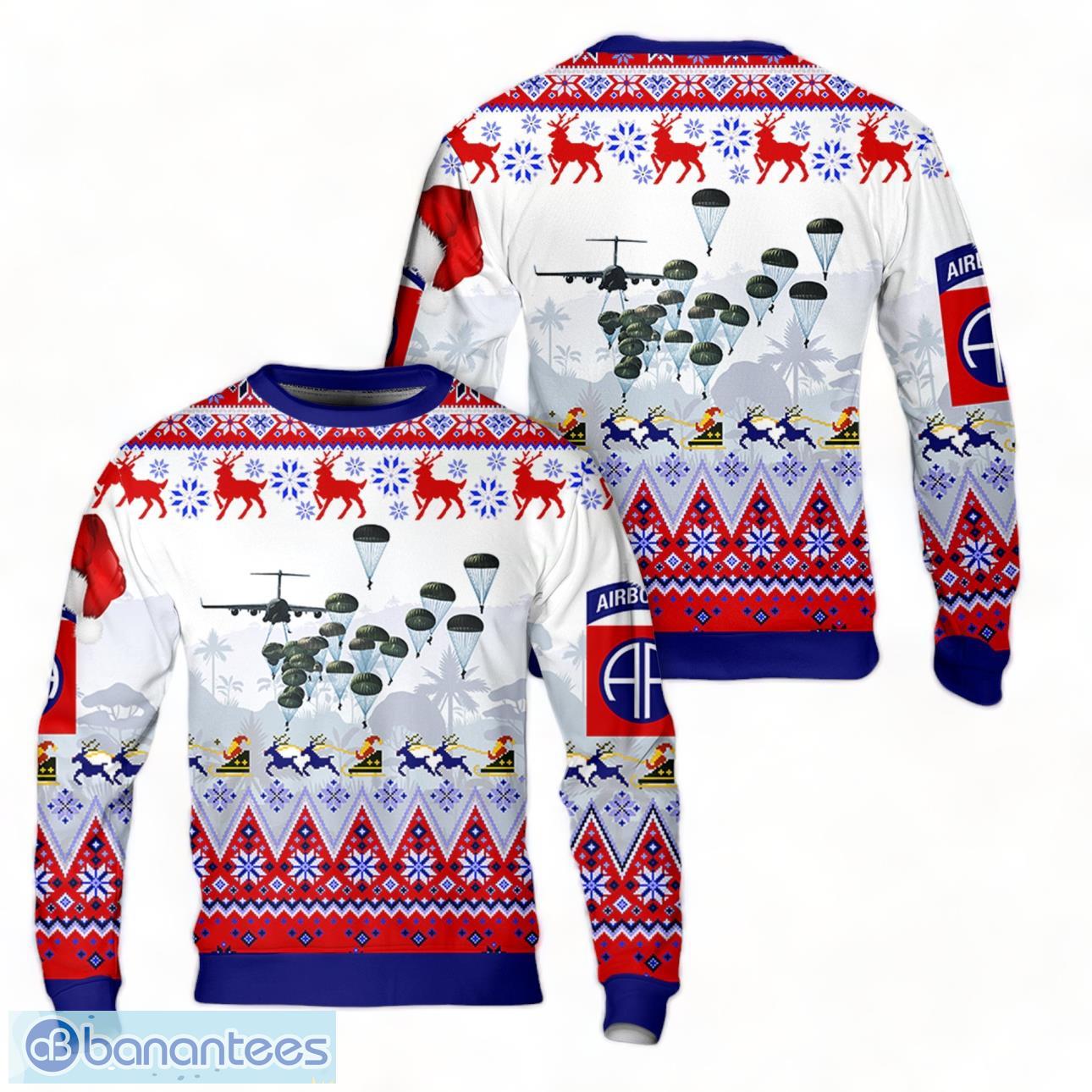 US Army Paratroopers With The 82nd Airborne Division Parachute Christmas Sweater Product Photo 1