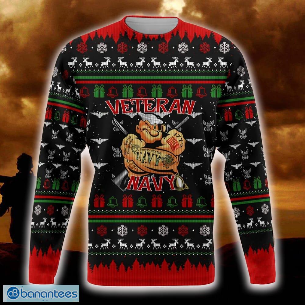 Veteran Navy Yellow Ugly Christmas Sweater Gift For Men And Women - Veteran Navy Yellow Ugly Christmas Sweater Gift For Men And Women
