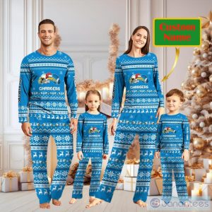 Los Angeles Chargers Team Custom Name Christmas Pajamas For Fans Product Photo 1