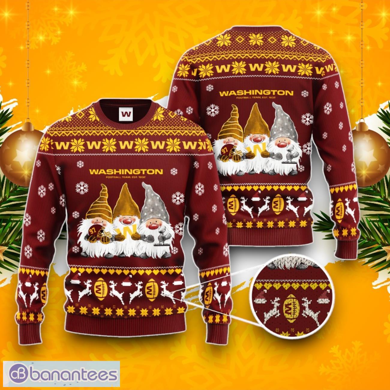 Washington Football Team Gnome De Noel Ugly Christmas Sweater Product Photo 1