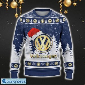 Volkswagen Ugly Christmas Sweater Car Lovers Santa Hat Tree Christmas For Fans Gift - Volkswagen Ugly Christmas Sweater_2