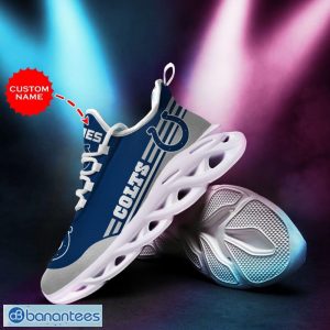 Indianapolis Colts Logo Stripe Pattern Custom Name 3D Max Soul Sneakers In Blue And Gray Fans Gift Sports Shoes - Indianapolis Colts Logo Stripe Pattern Custom Name 3D Max Soul Sneaker Shoes In Blue And Gray_2