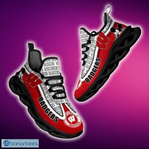 Wisconsin Badgers Black And White Trend Sports Sneakers Ideas For Men And Women Gift Max Soul Shoes - Wisconsin Badgers Black And White Clunky Sneakers For Fans This Season, Custom Sport Shoes_1