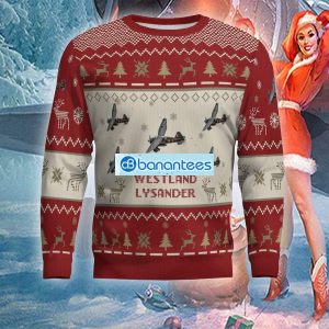 US Air Force Westland Lysander Aircraft Red Ugly Christmas 3D Sweater Gift For Men Women - Westland Lysander Aircraft Ugly Christmas Sweater US Air Force Red Photo 2