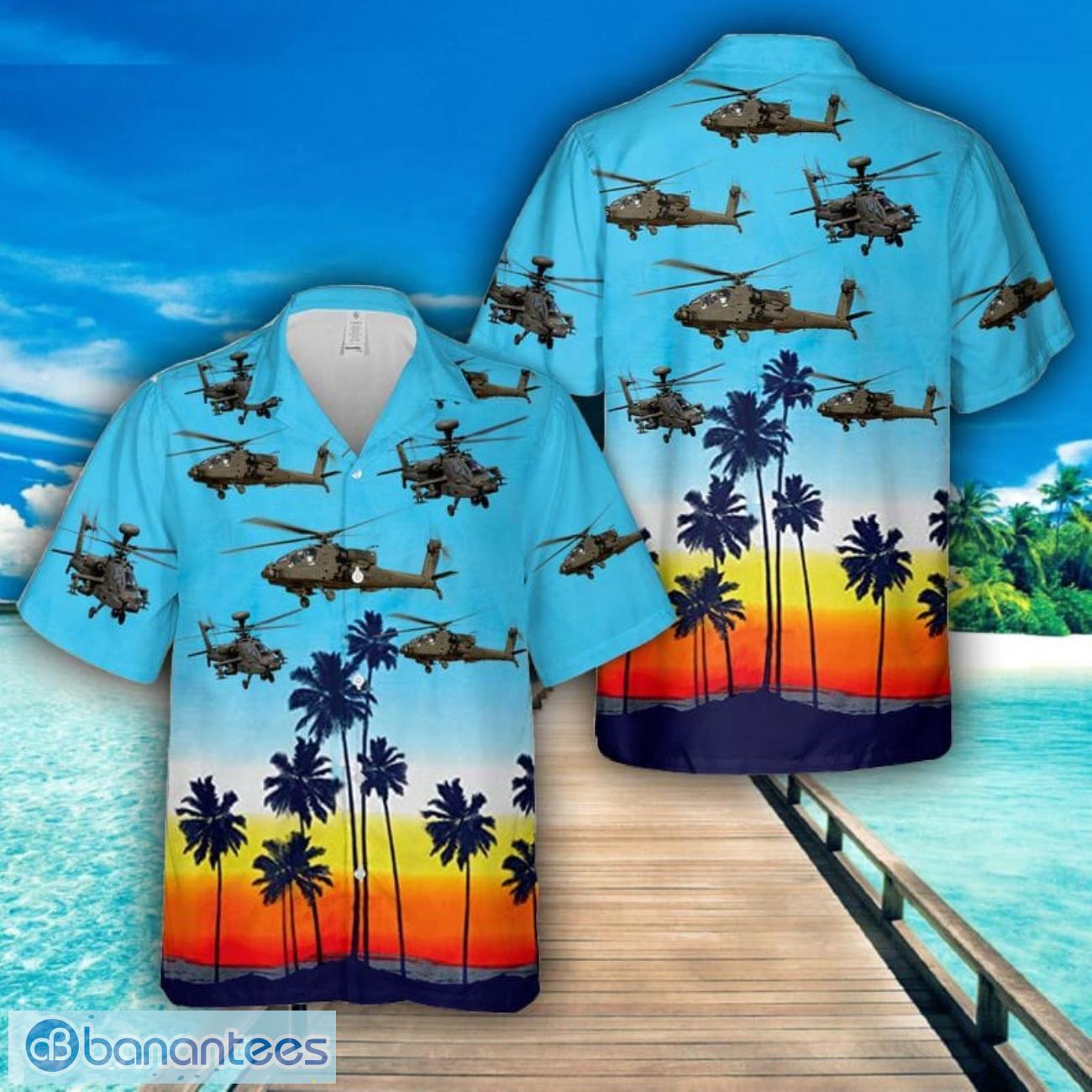 Army Boeing AH-64 Apache Hawaiian Shirt 3D Printed Aloha Summer