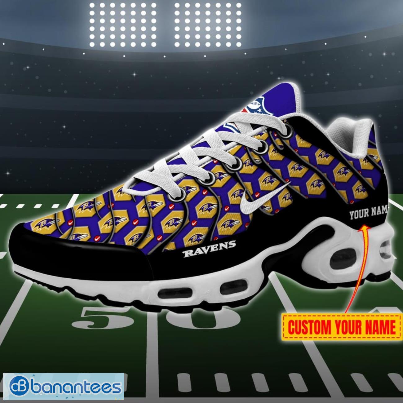 Baltimore Ravens Logo Crazy With NFL Custom Name Air Cushion Shoes Product Photo 1