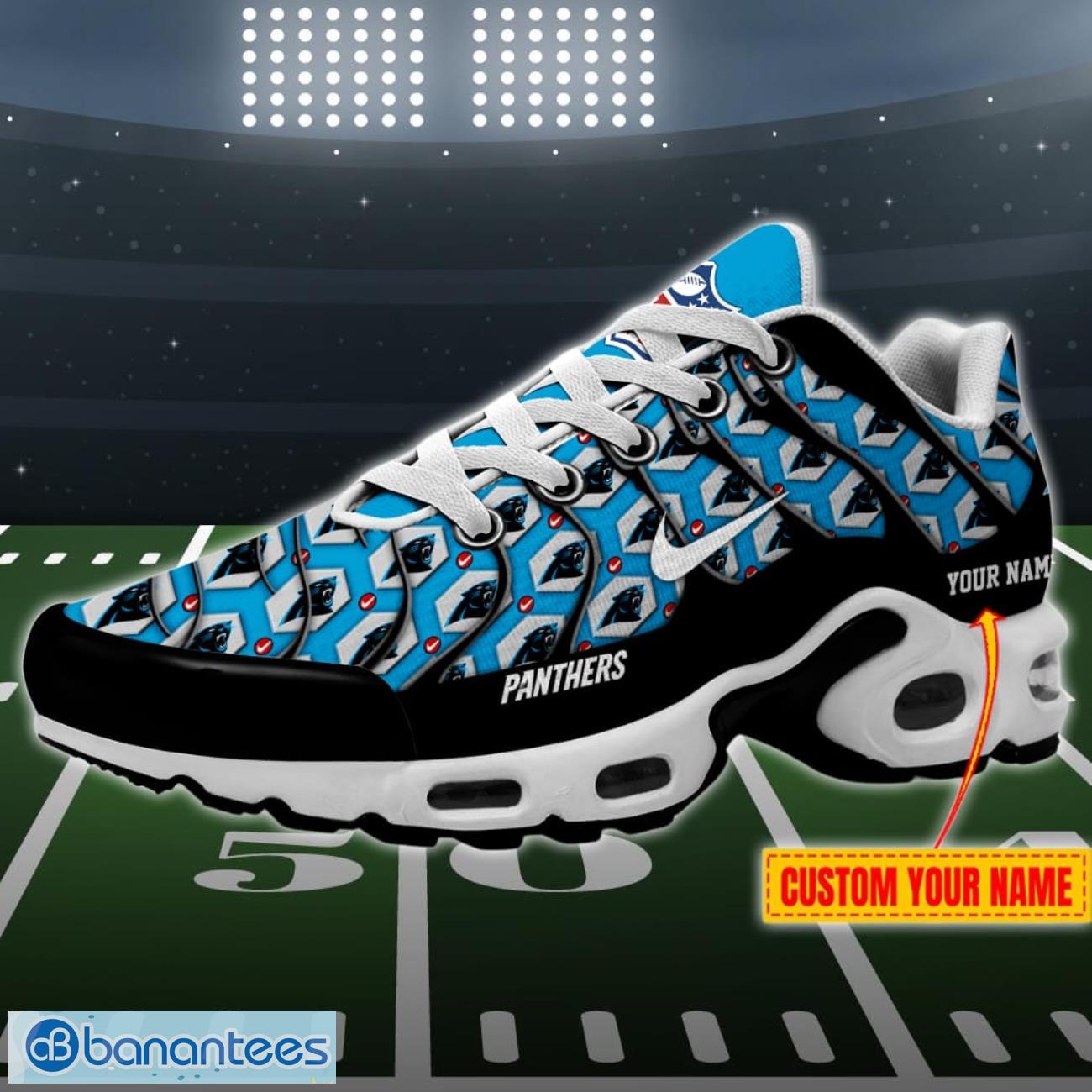 Carolina Panthers Logo Crazy With NFL Custom Name Air Cushion Shoes Product Photo 1