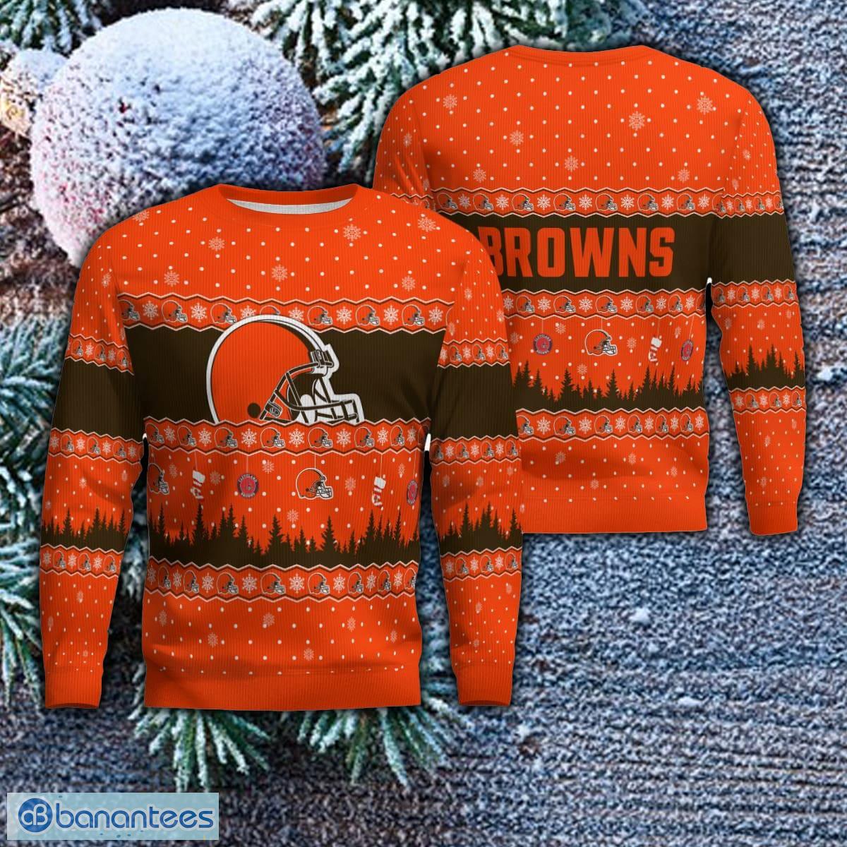 Snow Team Logo Cleveland Browns Gifts For Fan Christmas Tree Ugly Xmas  Sweater Gift Holidays - Banantees