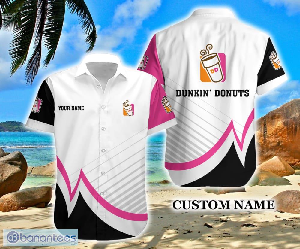 Custom Name Dunkin’ Donuts Brands Hawaiian Shirt Lei AOP Hawaiian Shirt Gift For Fans - Custom Name Dunkin’ Donuts Brands Hawaiian Shirt Lei AOP Hawaiian Shirt Gift For Fans