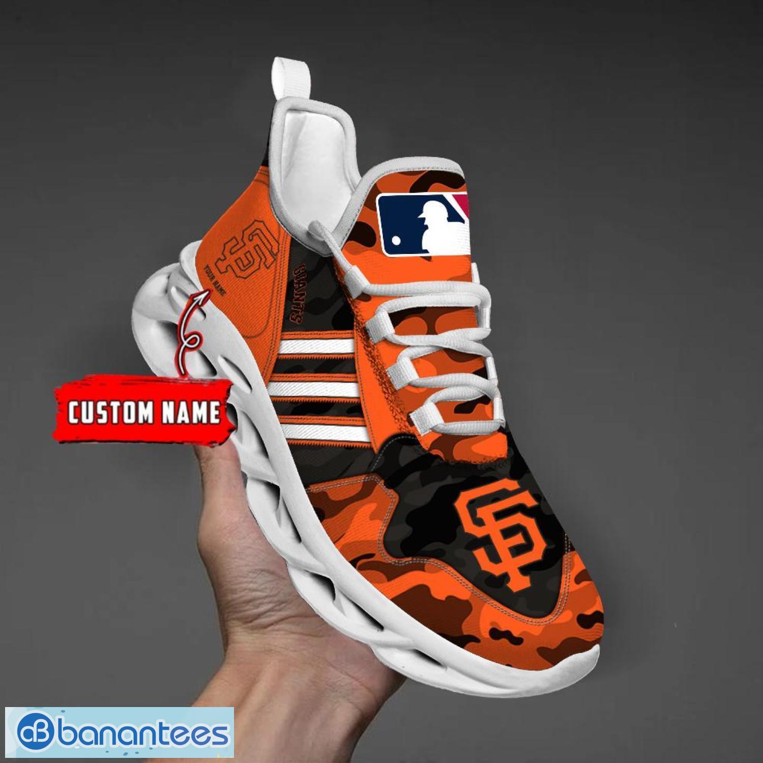 Custom Name San Francisco Giants Personalized Sneakers Max Soul Shoes Camo Pattern And White Striped Shoes Product Photo 1