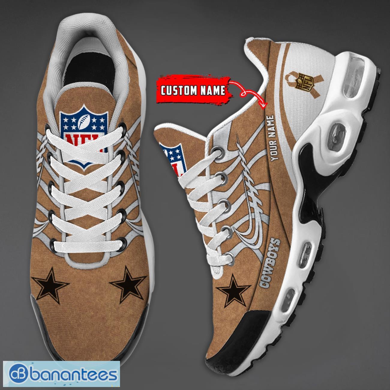 dallas cowboys nfl brown veterans custom name air cushion shoes 1 image Dallas Cowboys NFL Brown Veterans Custom Name Air Cushion Shoes Product Photo 2