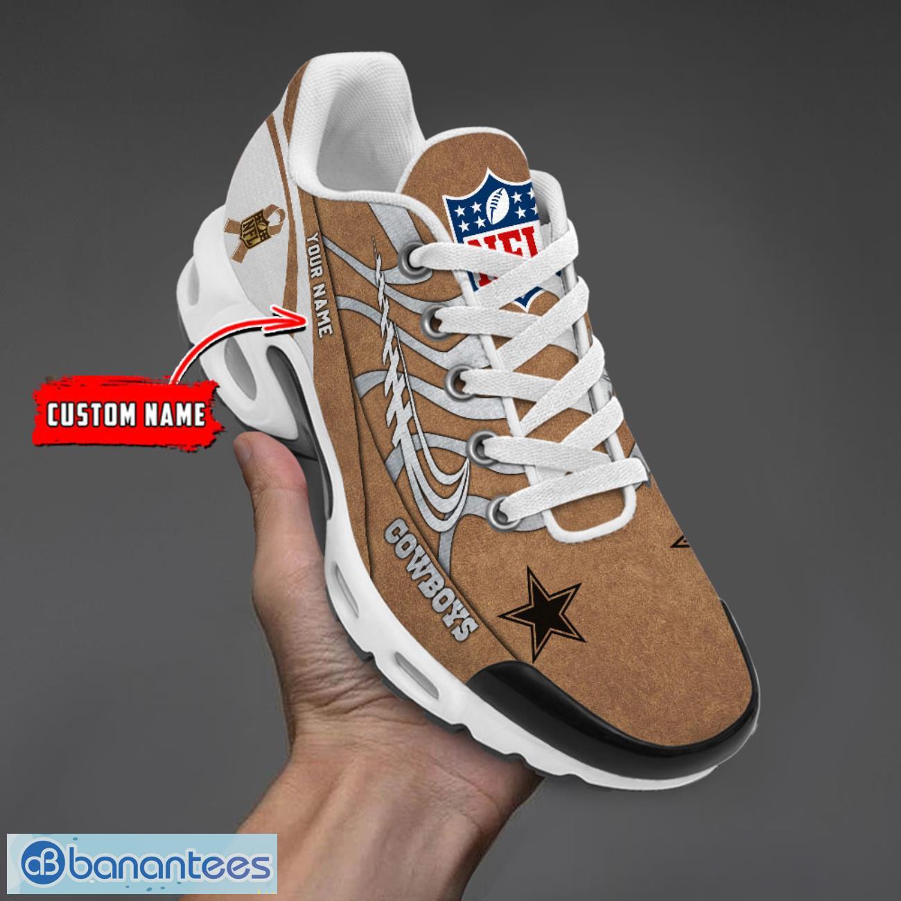 dallas cowboys nfl brown veterans custom name air cushion shoes image Dallas Cowboys NFL Brown Veterans Custom Name Air Cushion Shoes Product Photo 1