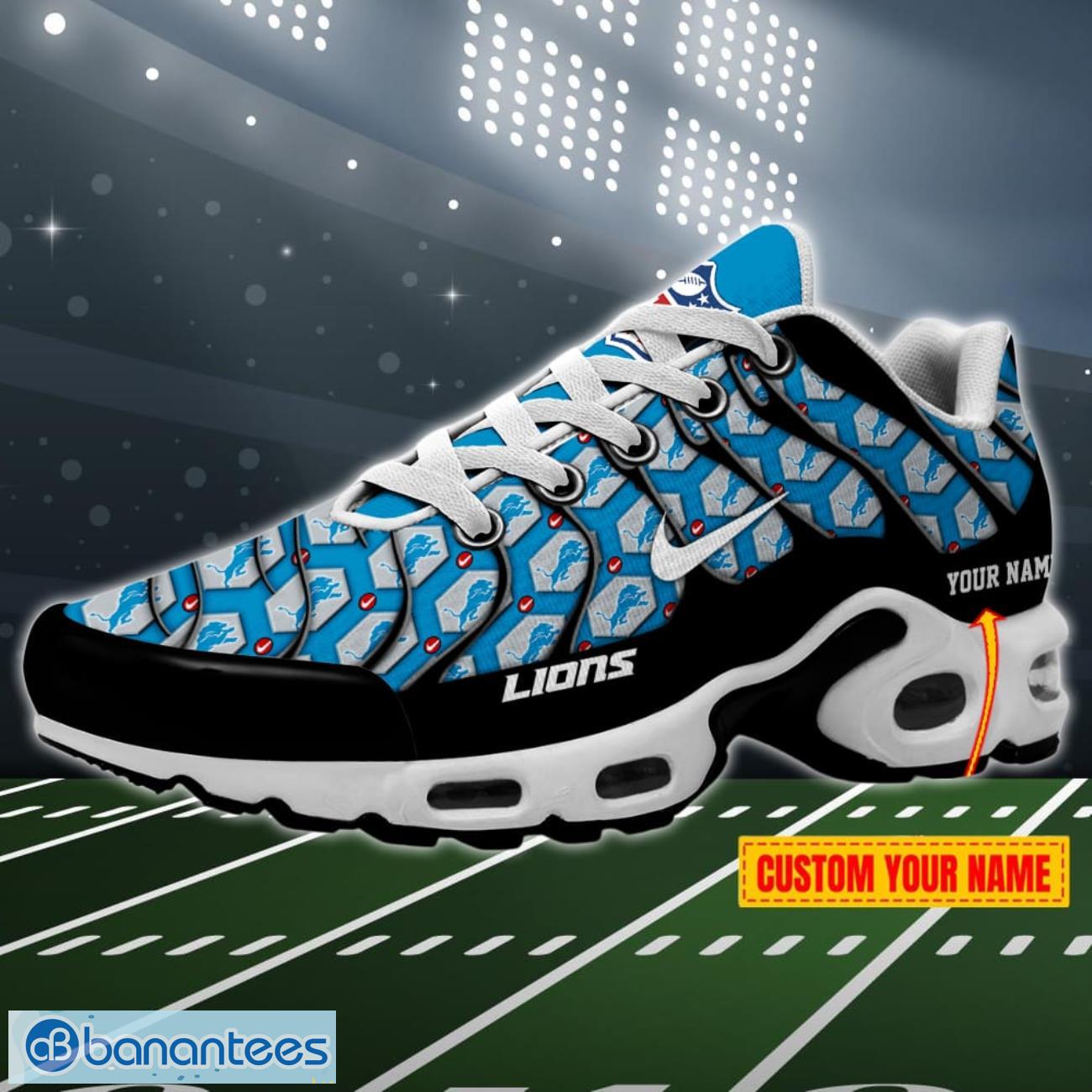 Detroit Lions Logo Crazy With NFL Custom Name Air Cushion Shoes Product Photo 1