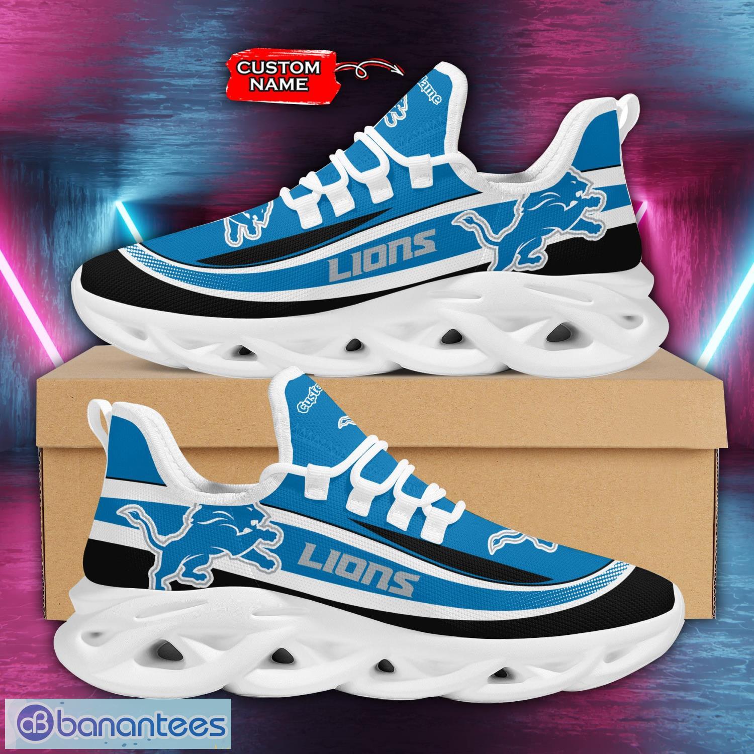 Detroit Lions NFL Personalized Name Max Soul Shoes Clunky Shoes Running Sneakers Product Photo 1