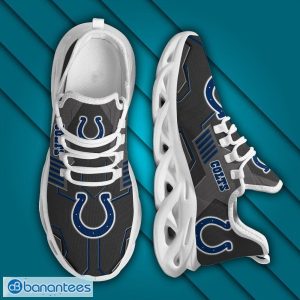 Indianapolis Colts Logo Pattern In Black Custom Name 3D Max Soul Sneakers Fans Gift Sports Shoes - Indianapolis Colts Logo Pattern In Black Custom Name 3D Max Soul Sneaker Shoes_3