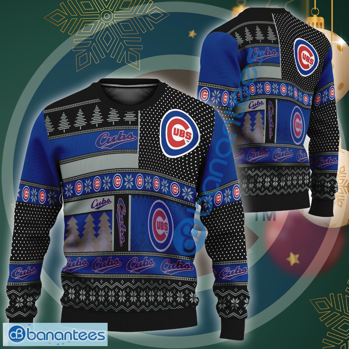 gift logo mlb chicago cubs ugly christmas sweater gift for fans image Gift Logo MLB Chicago Cubs Ugly Christmas Sweater Gift For Fans - Gift Logo MLB Chicago Cubs Ugly Christmas Sweater Gift For Fans