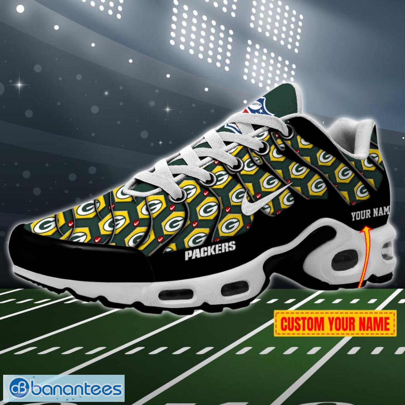 Green Bay Packers Logo Crazy With NFL Custom Name Air Cushion Shoes Product Photo 1