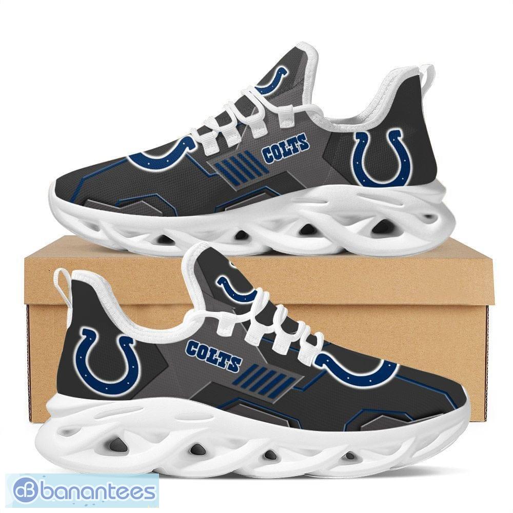 Indianapolis Colts Logo Pattern In Black Custom Name 3D Max Soul Sneakers Fans Gift Sports Shoes - Indianapolis Colts Logo Pattern In Black Custom Name 3D Max Soul Sneaker Shoes_1
