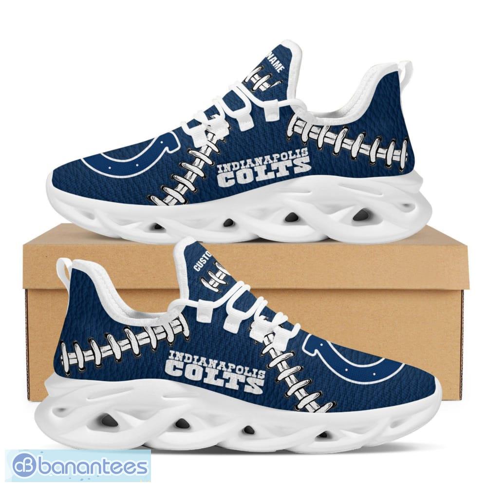 Indianapolis Colts Logo Seam Pattern Custom Name 3D Max Soul Sneakers Fans Gift Sports Shoes - Indianapolis Colts Logo Seam Pattern Custom Name 3D Max Soul Sneaker Shoes_1