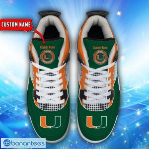Miami Hurricanes Personalized Name Air Jordan 4 Sneakers Men And Women Shoes Product Photo 3
