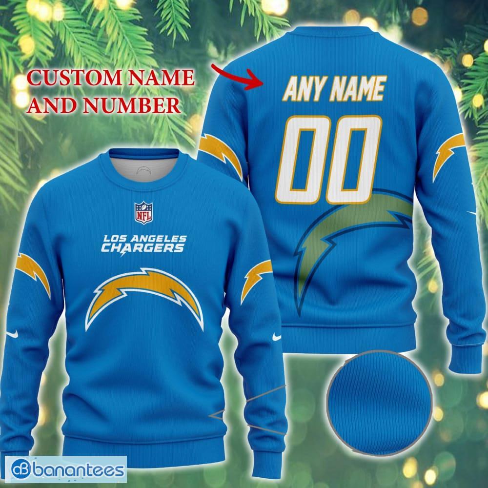 los angeles chargers nfl new ugly christmas sweater for fans custom number and name image Los Angeles Chargers NFL New Ugly Christmas Sweater For Fans Custom Number And Name - Los Angeles Chargers NFL New Ugly Christmas Sweater For Fans Custom Number And Name