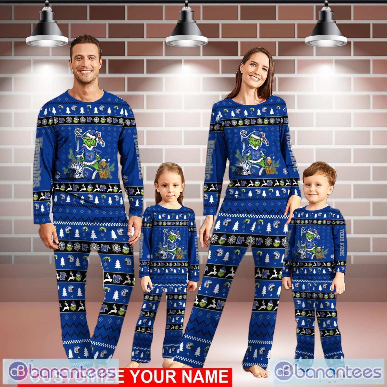 Memphis Tigers Pajamas Set Custom Name Grinch Pajamas Set Family