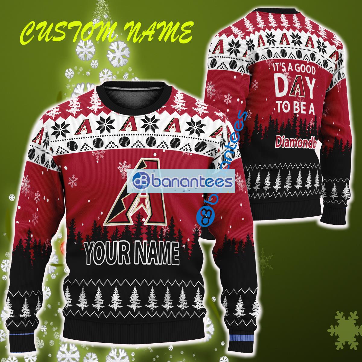 MLB Arizona Diamondbacks Custom Name It A Good Day To Be A Ugly Christmas 3D Sweater - MLB Arizona Diamondbacks Custom Name It A Good Day To Be A Ugly Christmas 3D Sweater