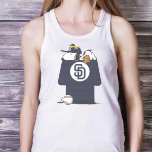 MLB San Diego Padres Snoopy Woodstock The Peanuts Movie Baseball T Shirt - White Ladies Tank Top