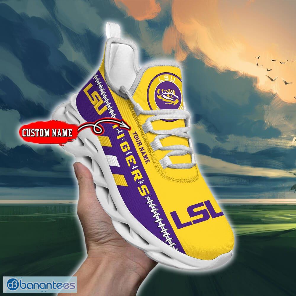 NCAA LSU Tigers Max Soul Shoes Design For Fans Running Sneakers Custom Name - NCAA LSU Tigers Max Soul Shoes_1