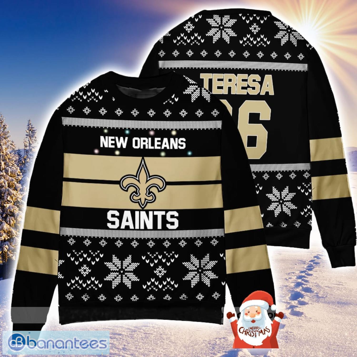 New Orleans Saints Gifts Xmas 2023 Custom Name And Number Ugly Christmas Sweater Limited 3D Sweater Product Photo 1