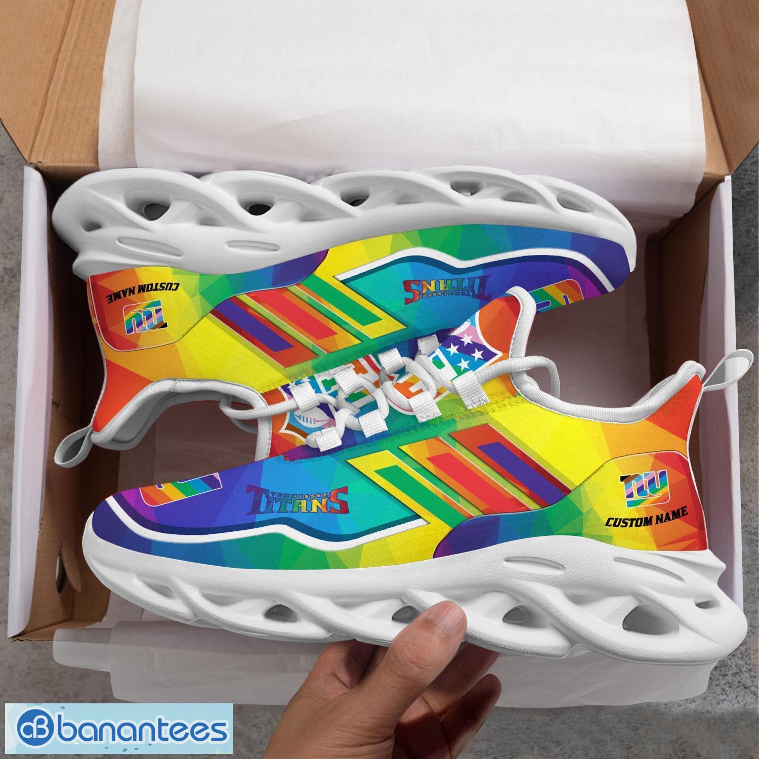 New York Giants NFL Team LGBT Pride Sneakers Max Soul Shoes Product Photo 1