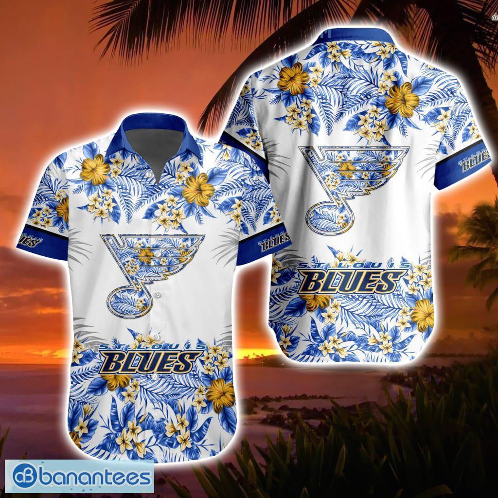 NHL St. Louis Blues Flowers Breathable Hawaiian Design Button Shirt Product Photo 1
