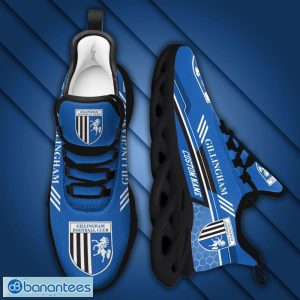 Gillingham FC Logo Pattern Custom Name 3D Max Soul Sneakers In Blue Fans Gift Sports Shoes - Gillingham FC Logo Pattern Custom Name 3D Max Soul Sneaker Shoes In Blue_3