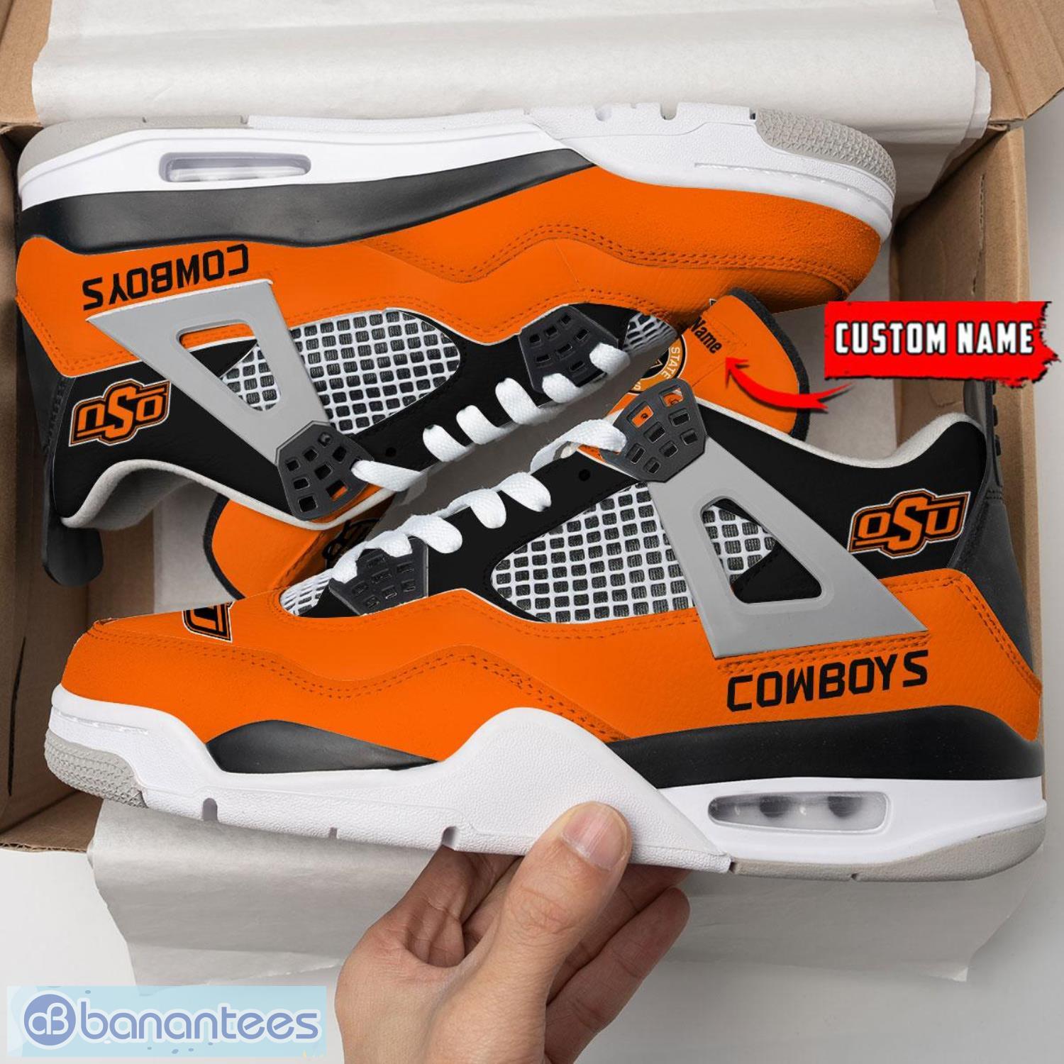 Oklahoma State Cowboys Personalized Name Air Jordan 4 Sneakers Men