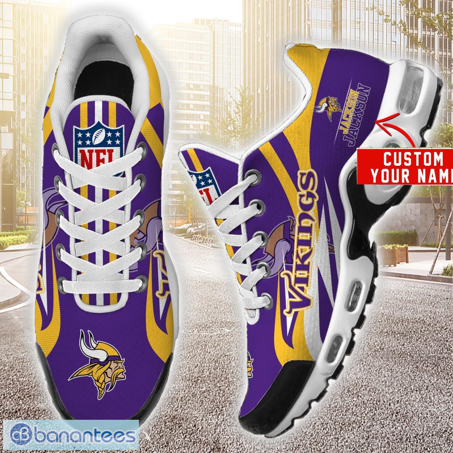 Personalized Name Minnesota Vikings Sneakers Shoes Air Cushion Sport Shoes Big Fans Gift Product Photo 1