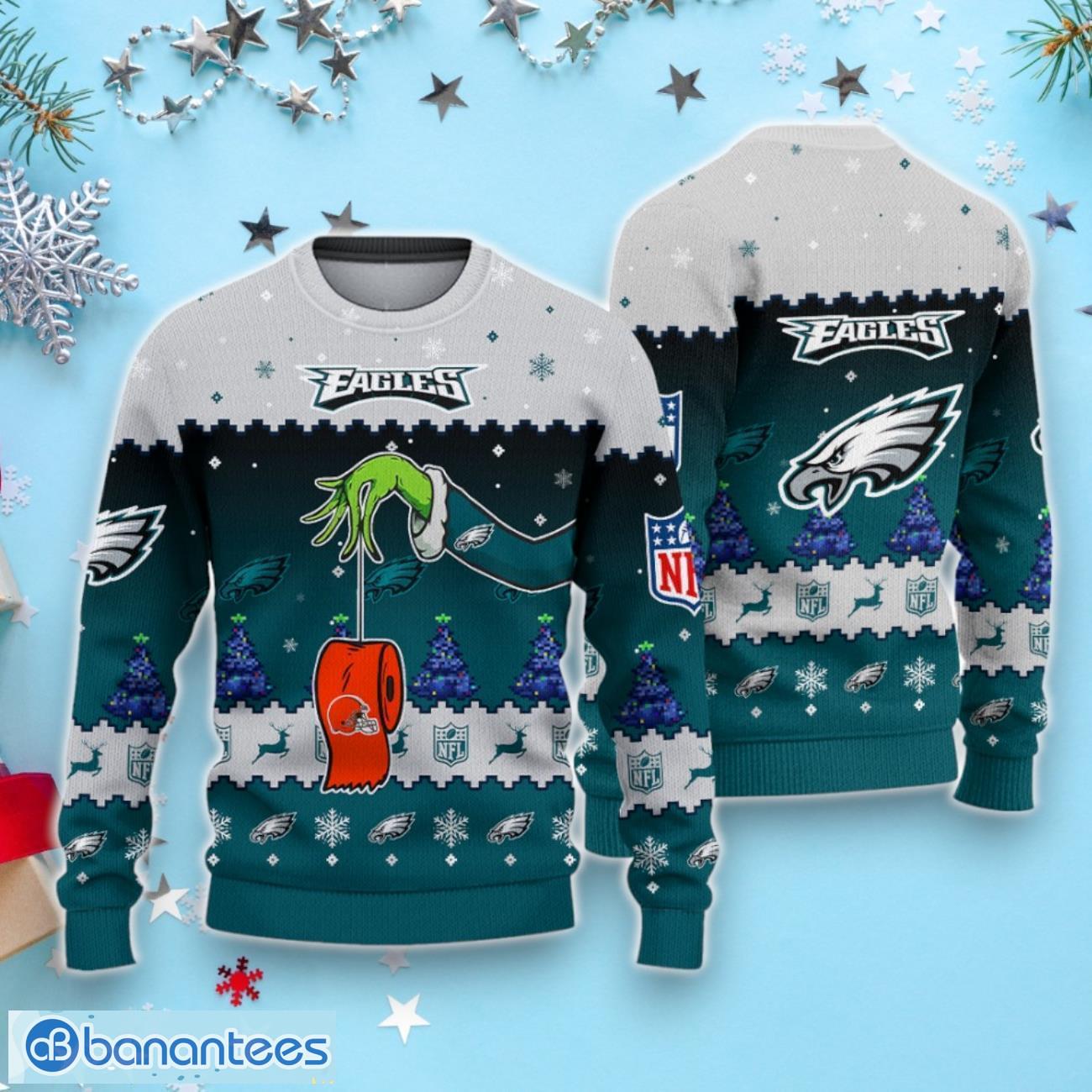 Philadelphia Eagles NFL Grinch Toilet Paper Ugly Christmas Sweater