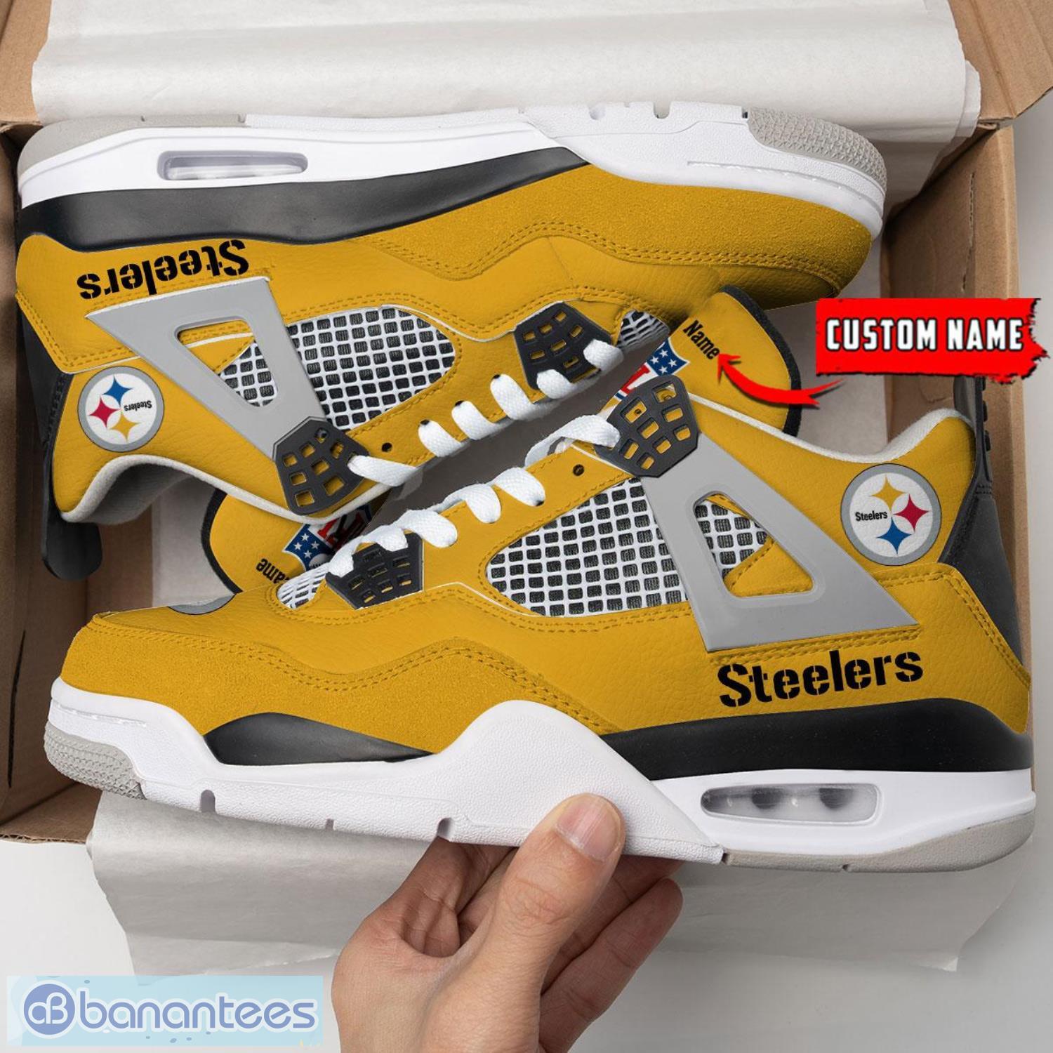 pittsburgh steelers custom name personalized air jordan sneakers shoes men and women sport shoes sport team shoes 1 image Pittsburgh Steelers Custom Name Personalized Air Jordan Sneakers Shoes Men And Women Sport Shoes Sport Team Shoes Product Photo 2