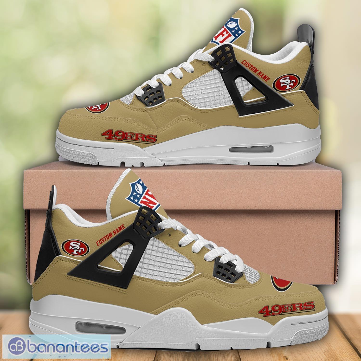 san francisco 49ers air jordan 4 sneakers shoes men and women sport shoes custom name for fans 1 image San Francisco 49ers Air Jordan 4 Sneakers Shoes Men And Women Sport Shoes Custom Name For Fans Product Photo 2