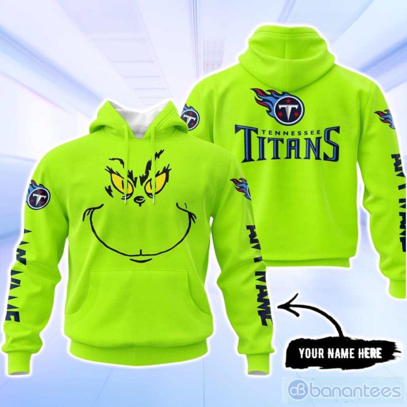 Tennessee Titans Grinch Custom Name Hoodie Unisex Neon Green Color